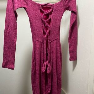 Fashion Nova Pink Tied Back dress Barbie pink